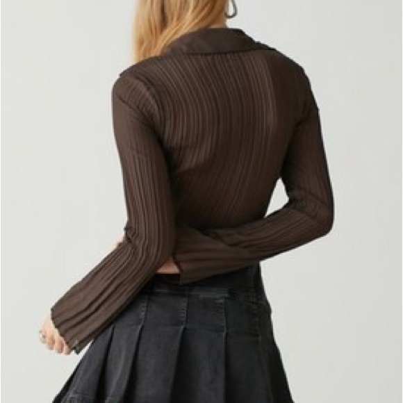 Urban Outfitters Rachel Plisse Tie-Front Top - Picture 2 of 3